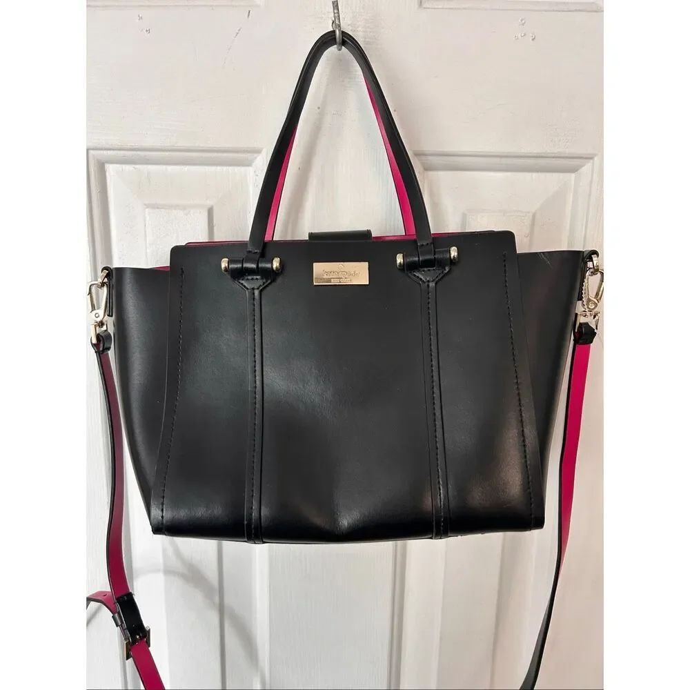 Kate Spade Black and Pink Tote with gold  Hardware mini small one